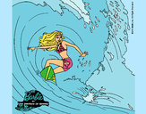 Dibujo Barbie practicando surf pintado por Lin187