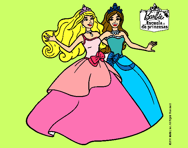Dibujo Barbie y su amiga súper felices pintado por sarah-blue