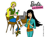 Dibujo Barbie y su hermana merendando pintado por Jennifer01