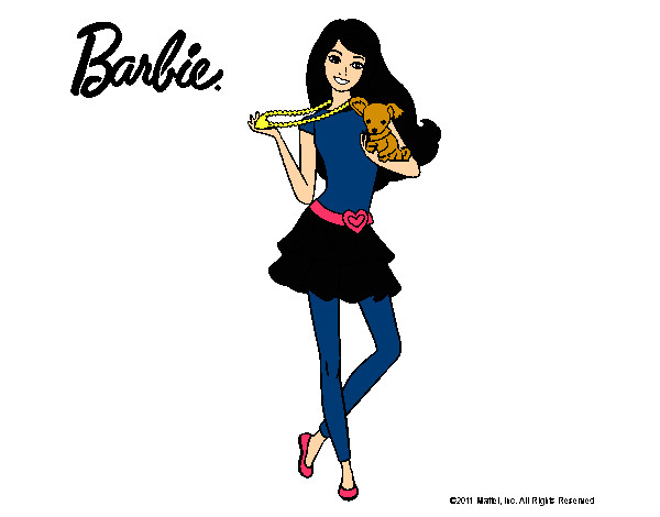 Dibujo Barbie y su mascota pintado por Jennifer01