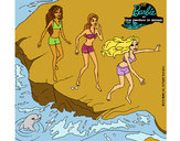Dibujo Barbie y sus amigas en la playa pintado por Lin187