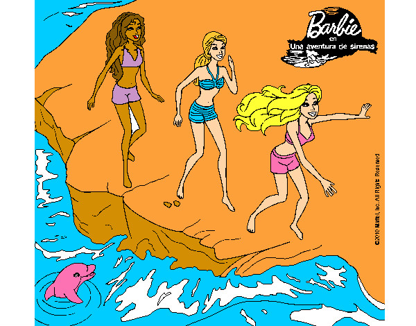Dibujo Barbie y sus amigas en la playa pintado por sarah-blue