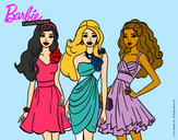 Dibujo Barbie y sus amigas vestidas de fiesta pintado por Churripa