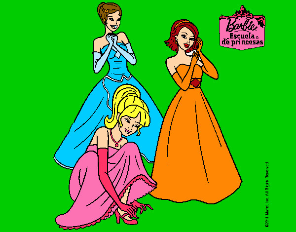 Dibujo Barbie y sus amigas vestidas de gala pintado por arletitta