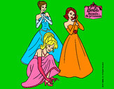 Dibujo Barbie y sus amigas vestidas de gala pintado por arletitta