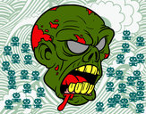 Dibujo Cabeza de zombi pintado por pinochox