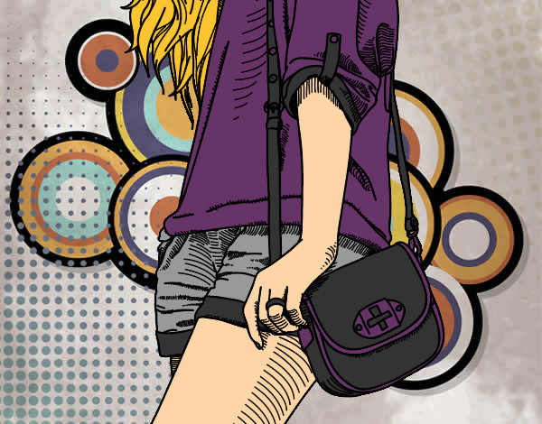 Dibujo Chica con bolso pintado por elibert
