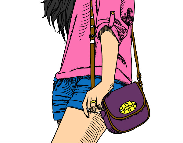 Dibujo Chica con bolso pintado por Jennifer01