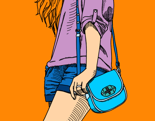 Dibujo Chica con bolso pintado por lory