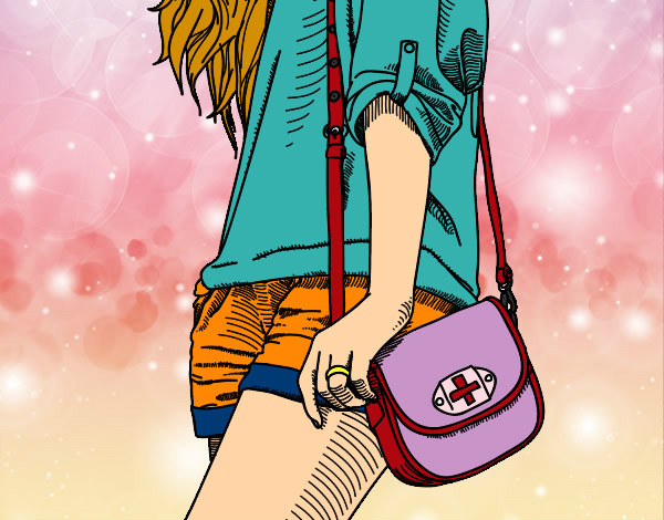 Dibujo Chica con bolso pintado por maravilla