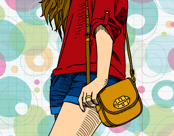 Dibujo Chica con bolso pintado por zule