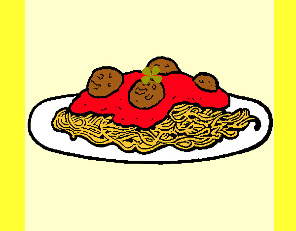 Dibujo Espaguetis con carne pintado por Estefania6