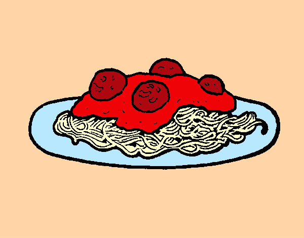 Dibujo Espaguetis con carne pintado por florita