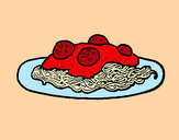 Dibujo Espaguetis con carne pintado por florita