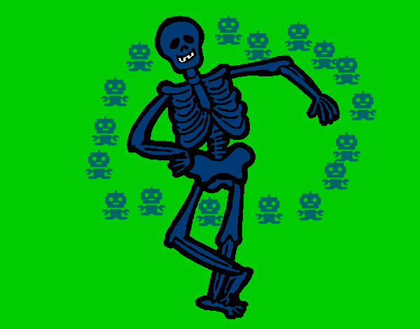 Dibujo Esqueleto contento pintado por zule