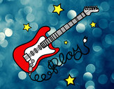 Dibujo Guitarra y estrellas pintado por rora