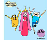 Dibujo Jake, Princesa Chicle y Finn pintado por JoaCarDan