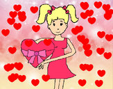 Dibujo Jovencita corazón pintado por arletitta