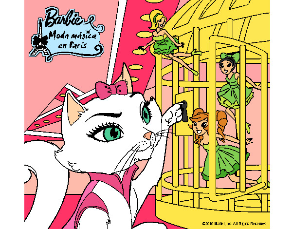 Dibujo La gata de Barbie descubre a las hadas pintado por Lin187