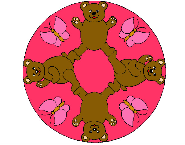 mandala de osos y mariposas