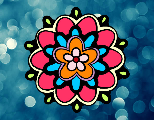 Dibujo Mándala con una flor pintado por bianque
