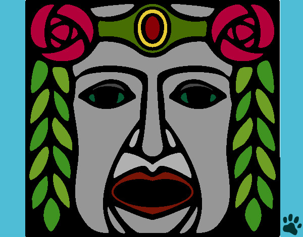 Dibujo Máscara Maya pintado por CrisGuay