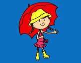 Dibujo Niña con paraguas pintado por eerandi