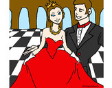 Dibujo Princesa y príncipe en el baile pintado por valer