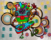 Dibujo Robot DJ pintado por TRINIX