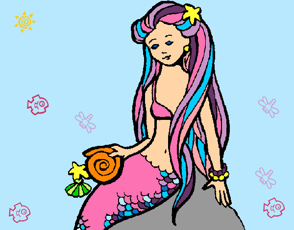 Dibujo Sirena con caracola pintado por alinoche