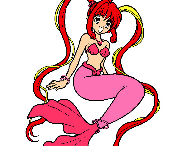 Dibujo Sirena con perlas pintado por elibert