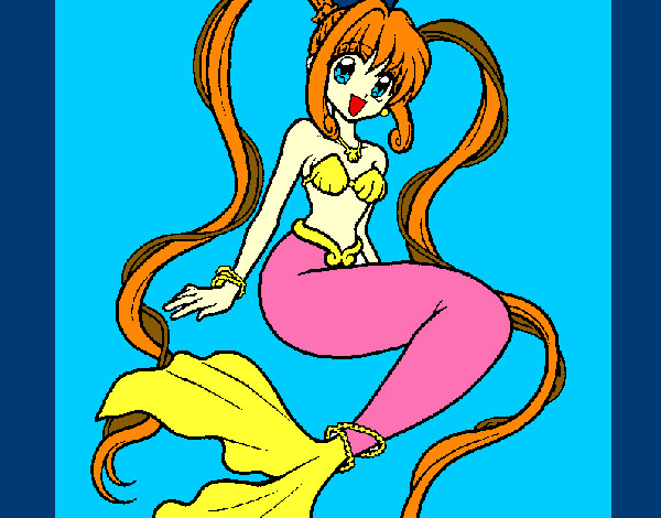 Dibujo Sirena con perlas pintado por Joelis 