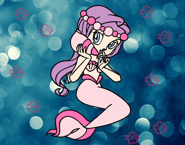 Dibujo Sirena con una caracola pintado por cutegirl