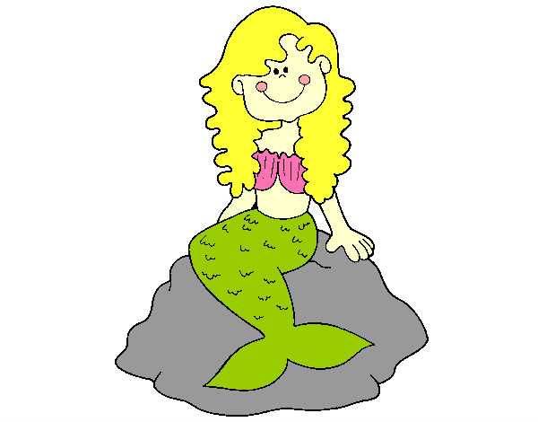 Dibujo Sirena sentada en una roca pintado por hiram04