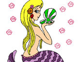 Dibujo Sirena y perla pintado por Guadita
