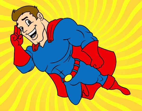 Dibujo Superhéroe volando pintado por Superiria