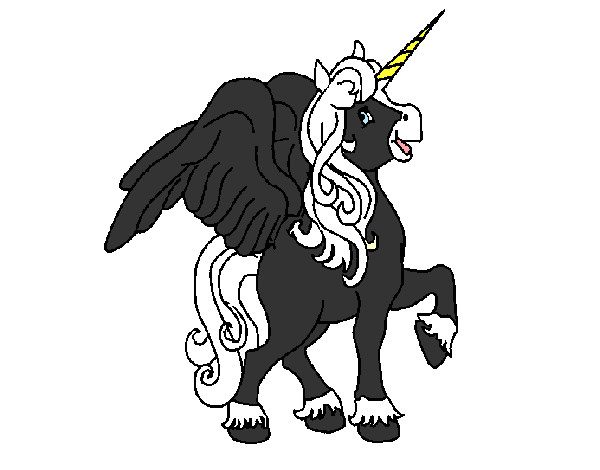 Dibujo Unicornio con alas pintado por fiteben