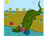 Dibujo Aligátor entrando al agua pintado por bbbvv