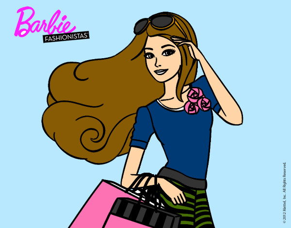 Dibujo Barbie con bolsas pintado por hanita