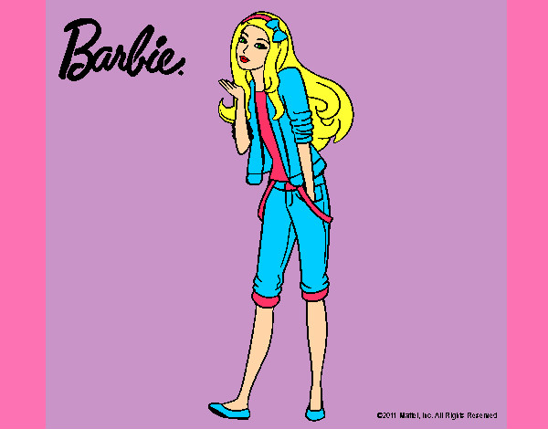 Dibujo Barbie con look casual pintado por melani123