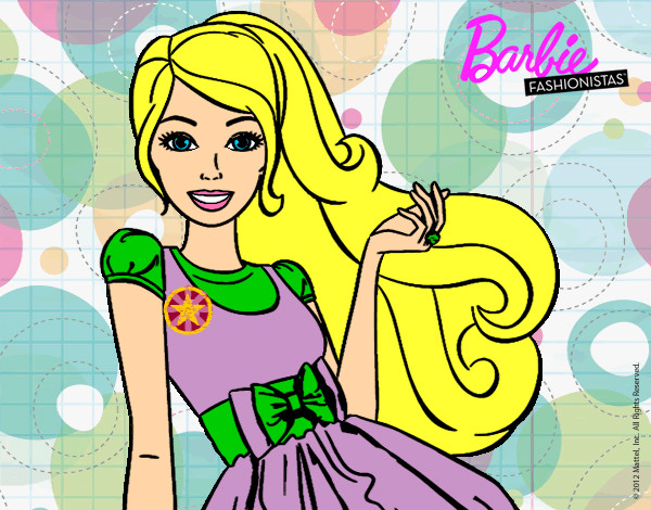 Dibujo Barbie con su vestido con lazo pintado por melani123