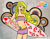 Dibujo Barbie con tabla de surf pintado por FLOXXXXXXX