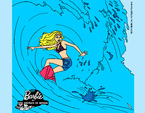Dibujo Barbie practicando surf pintado por yolenny