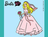 Dibujo Barbie vestida de novia pintado por queyla