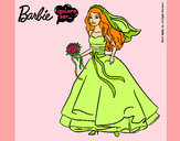 Dibujo Barbie vestida de novia pintado por queyla