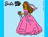 Dibujo Barbie vestida de novia pintado por queyla