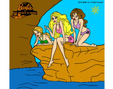 Dibujo Barbie y sus amigas sentadas pintado por melani123