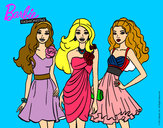 Dibujo Barbie y sus amigas vestidas de fiesta pintado por hanita