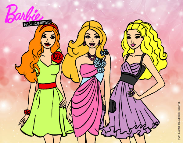 Dibujo Barbie y sus amigas vestidas de fiesta pintado por Yunuen_M