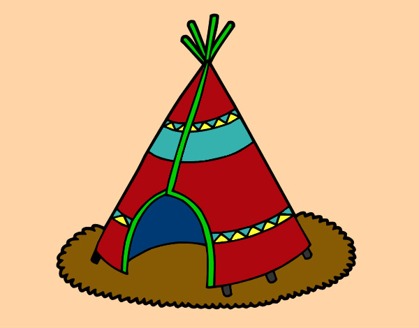 Dibujo Cabaña de indios pintado por pituso